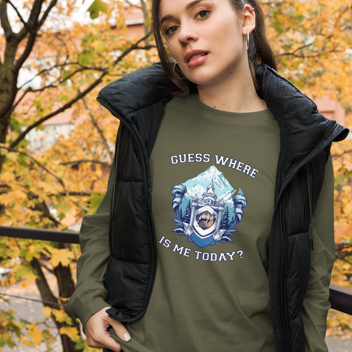 Guess where is me today? - Unisex Long Sleeve Tee