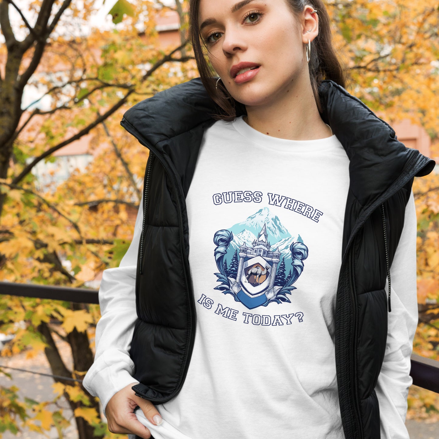 Guess where is me today? - Unisex Long Sleeve Tee